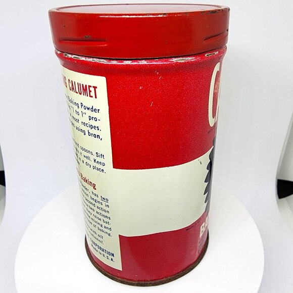 Vintage 1950'S CALUMET Double-Acting Baking Powder Tin Can 1/2 lb. N.Y. USA - Picture 6 of 13